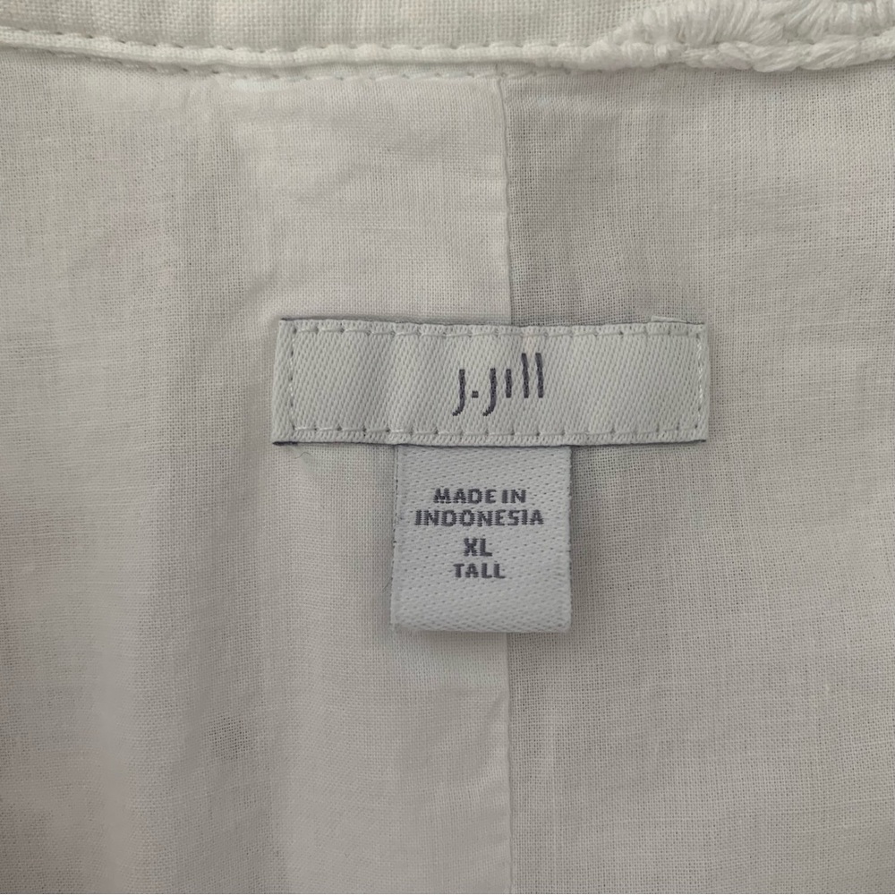 J. Jill white linen and cotton blend embroidered long sleeve jacket - Picture 12 of 16